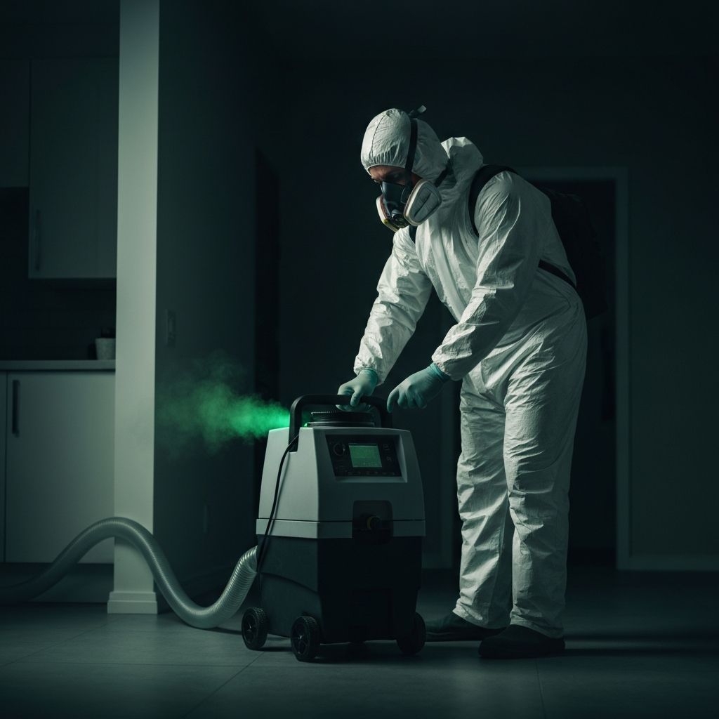 Mold remediation technician at work